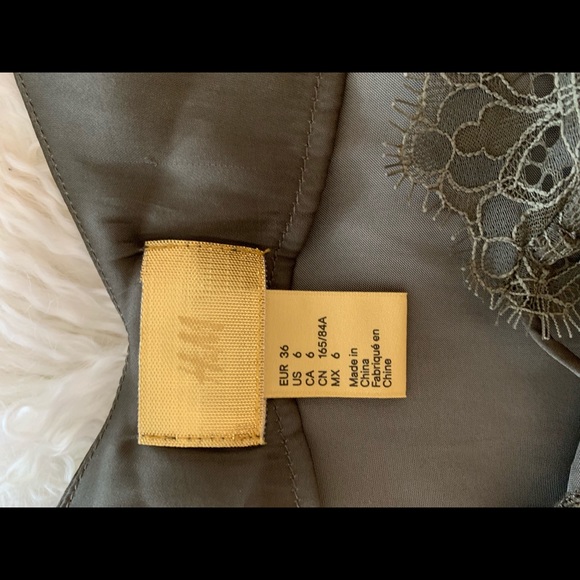 H&M  Camisole Top With Lace Khaki Green - Picture 7 of 8